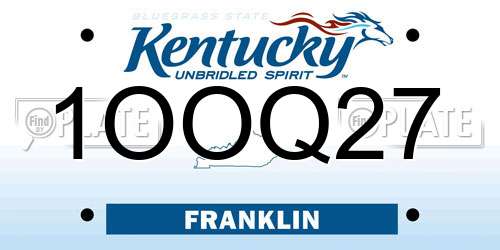 1OOQ27 Kentucky License Plate