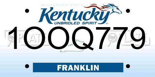 1OOQ779 Kentucky License Plate