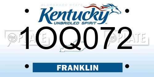 1OQ072 Kentucky License Plate