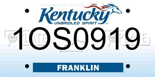 1OS0919 Kentucky License Plate