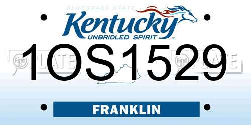 1OS1529 Kentucky License Plate