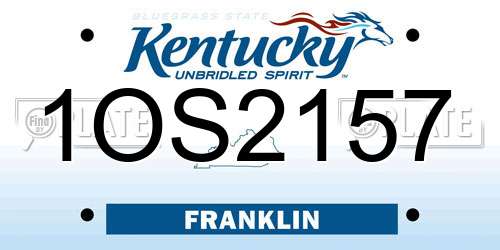 1OS2157 Kentucky License Plate