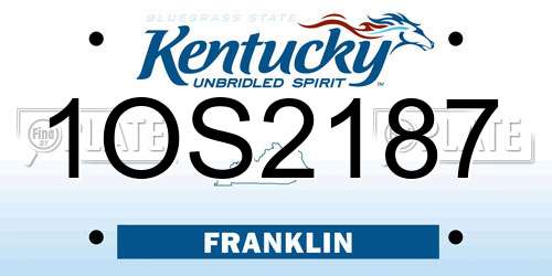 1OS2187 Kentucky License Plate