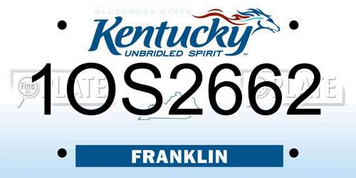 1OS2662 Kentucky License Plate