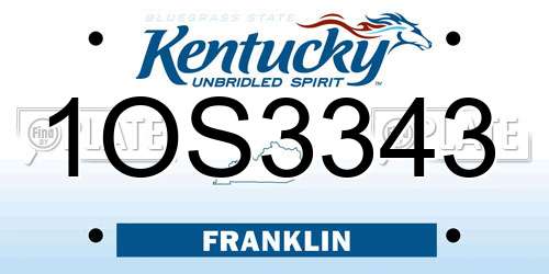 1OS3343 Kentucky License Plate