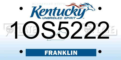 1OS5222 Kentucky License Plate