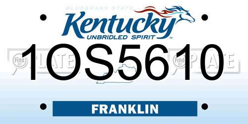 1OS5610 Kentucky License Plate