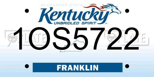 1OS5722 Kentucky License Plate