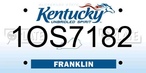 1OS7182 Kentucky License Plate
