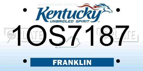 1OS7187 Kentucky License Plate