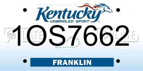 1OS7662 Kentucky License Plate