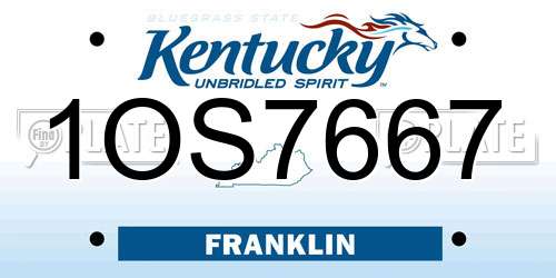 1OS7667 Kentucky License Plate