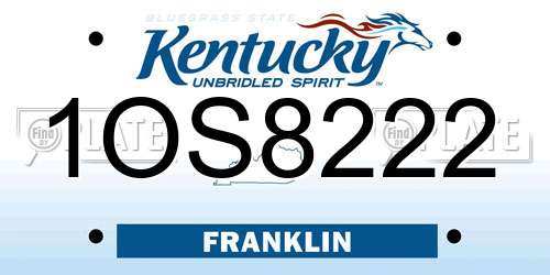 1OS8222 Kentucky License Plate