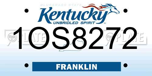 1OS8272 Kentucky License Plate