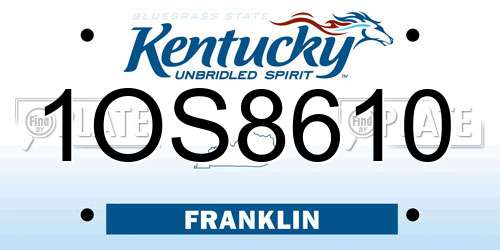 1OS8610 Kentucky License Plate