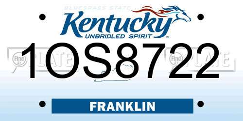 1OS8722 Kentucky License Plate