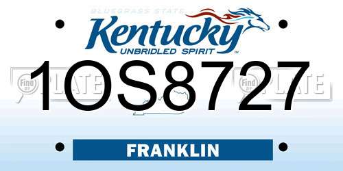 1OS8727 Kentucky License Plate