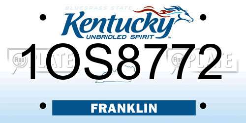 1OS8772 Kentucky License Plate