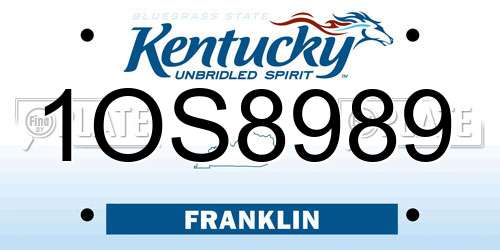 1OS8989 Kentucky License Plate