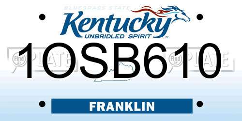 1OSB610 Kentucky License Plate