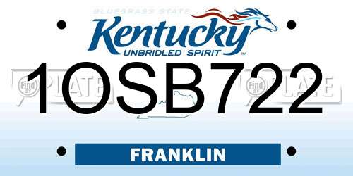 1OSB722 Kentucky License Plate