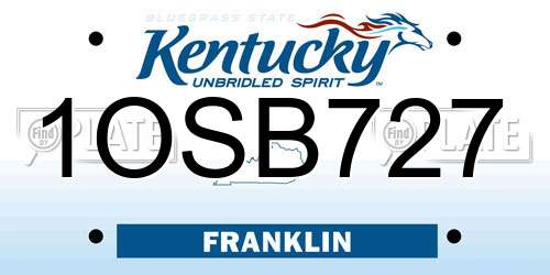 1OSB727 Kentucky License Plate
