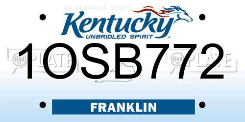 1OSB772 Kentucky License Plate