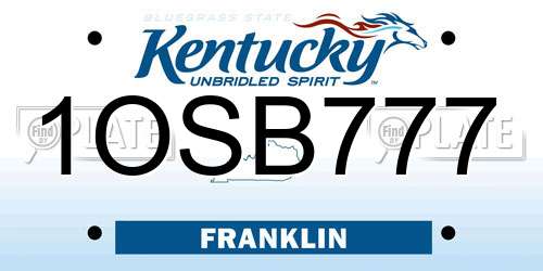 1OSB777 Kentucky License Plate