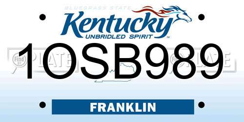1OSB989 Kentucky License Plate