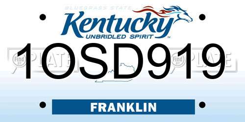1OSD919 Kentucky License Plate