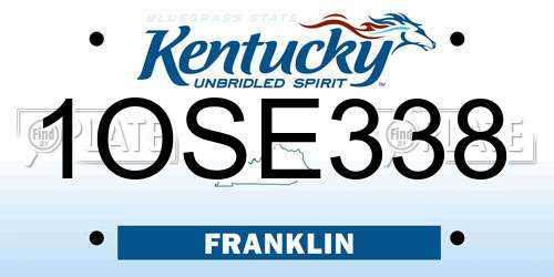 1OSE338 Kentucky License Plate