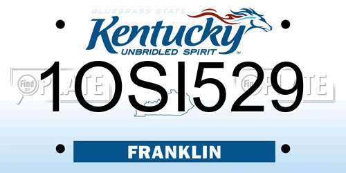 1OSI529 Kentucky License Plate