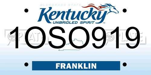 1OSO919 Kentucky License Plate