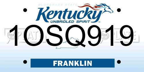 1OSQ919 Kentucky License Plate
