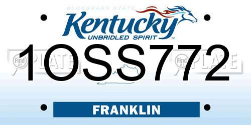 1OSS772 Kentucky License Plate