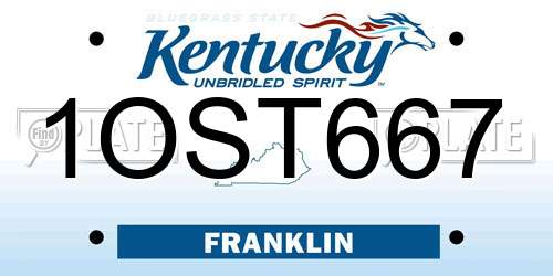 1OST667 Kentucky License Plate