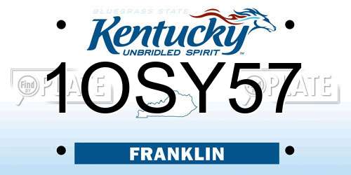 1OSY57 Kentucky License Plate