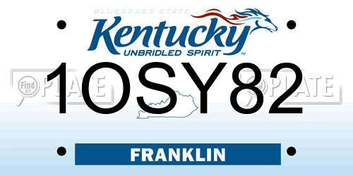 1OSY82 Kentucky License Plate