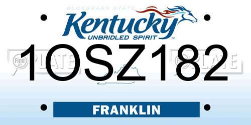 1OSZ182 Kentucky License Plate