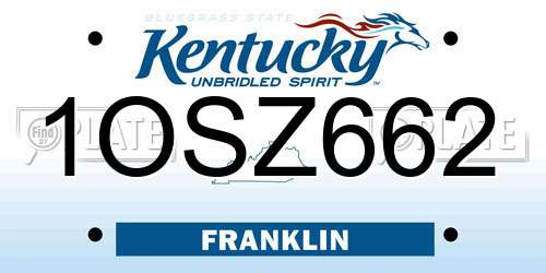 1OSZ662 Kentucky License Plate