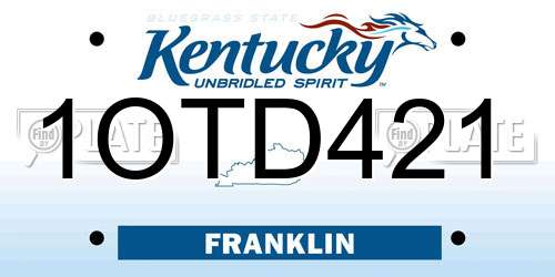 1OTD421 Kentucky License Plate