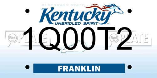 1Q00T2 Kentucky License Plate
