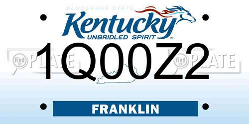 1Q00Z2 Kentucky License Plate