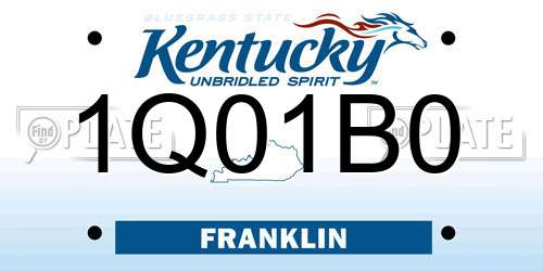 1Q01B0 Kentucky License Plate