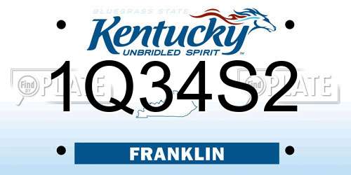1Q34S2 Kentucky License Plate