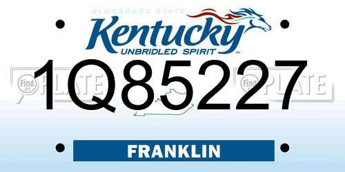 1Q85227 Kentucky License Plate