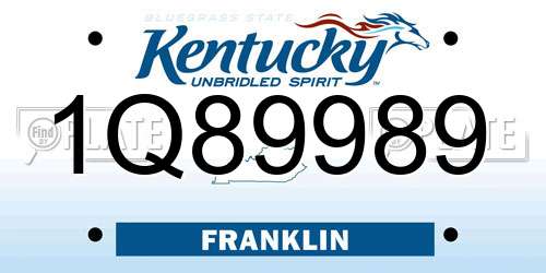 1Q89989 Kentucky License Plate