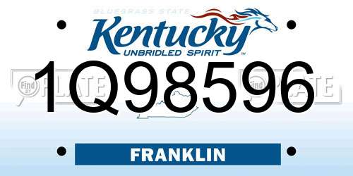 1Q98596 Kentucky License Plate