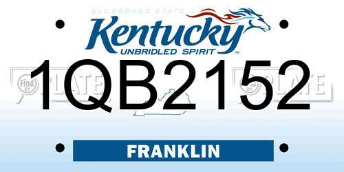 1QB2152 Kentucky License Plate