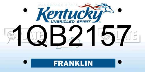 1QB2157 Kentucky License Plate